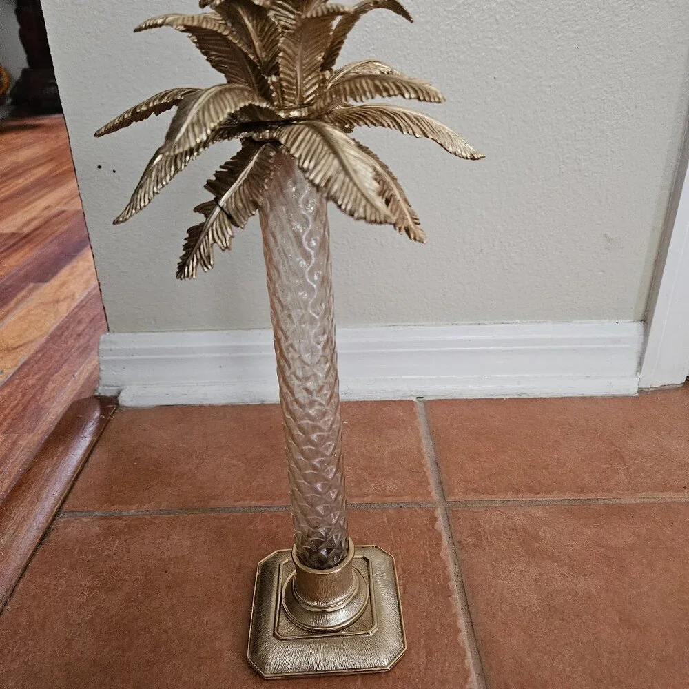 NWT JAY STRONGWATER FLORA & FAUNA PALM TREE ENAMEL CRYSTAL CANDLE HOLDER OBJET